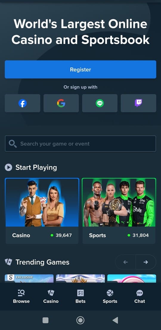 Tortuga Casino app – home screen with login and promo